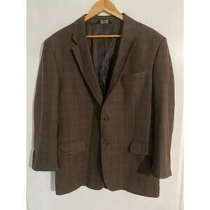 Jos A Bank blazer sport coat men’s size 43R brown plaid 100% wool classic career